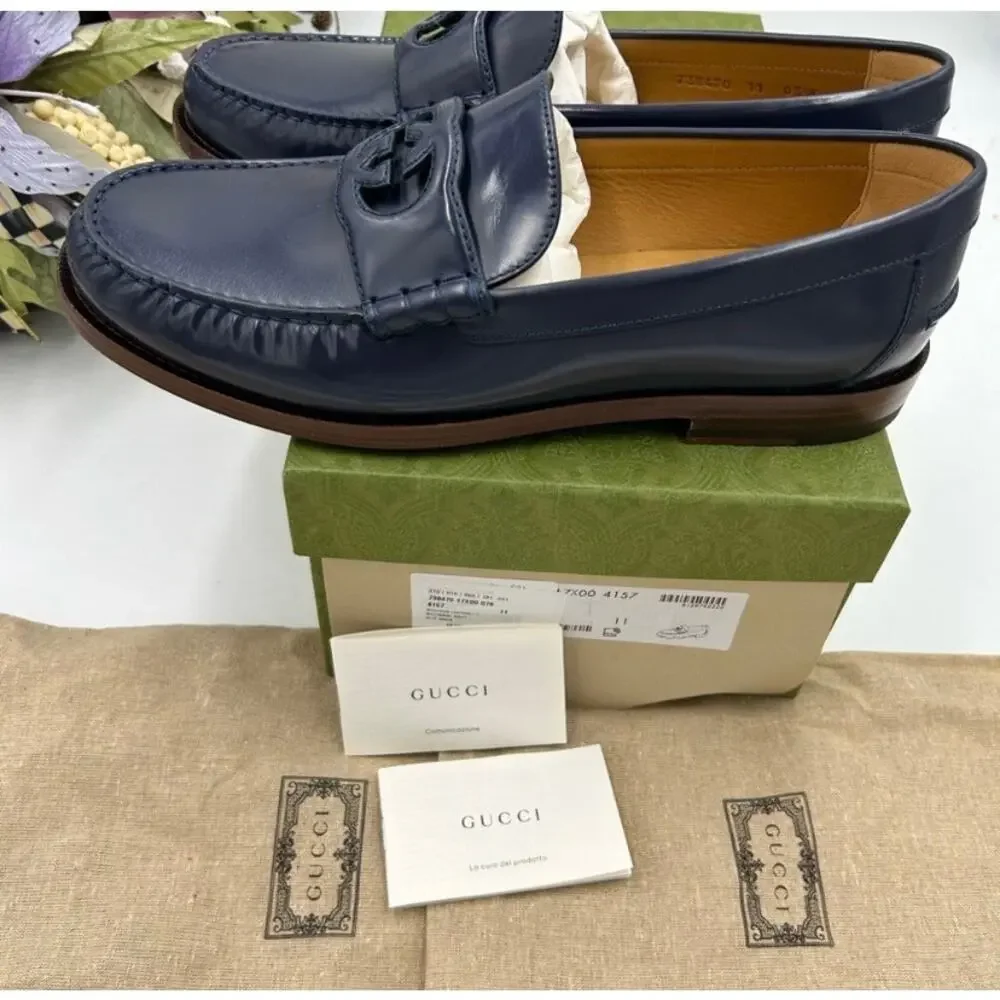 Men’s Gucci interlocking GG leather loafers size 11 made in Italy - Picture 5 of 11